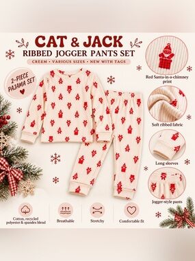 CAT & JACK RIBBED JOGGER PAJAMA SET – CREAM VARIOUS SIZES (NEW WITH TAGS)

Bring